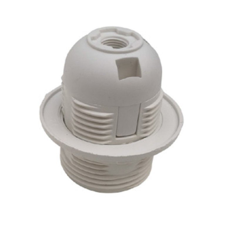 Патрон VARGO E27 пластик, белый с кольцом (4A, 250V)(V-115531)