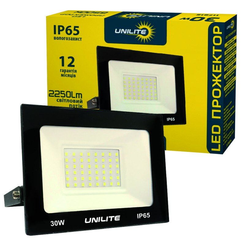 LED прожектор UNILITE 30W 220V 2550lm 6500K (UL-109537)