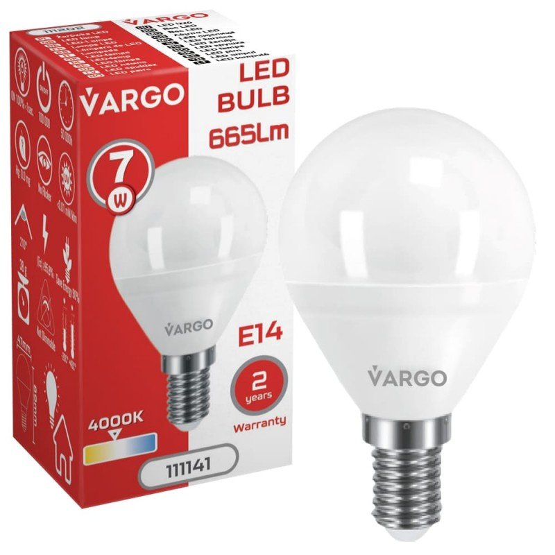 LED лампа VARGO G45 7W 4000K E14 220V (V-111141)