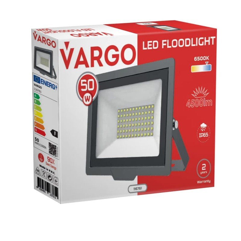 Светодиодный прожектор LED, мощный прожектор для любого помещения VARGO 50W 220V 4500lm 6500K (V-116761) (Светодиодные прожекторы)