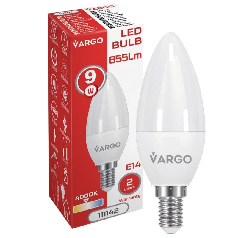 LED лампа VARGO C37 9W 4000K E14 220V (V-111142)