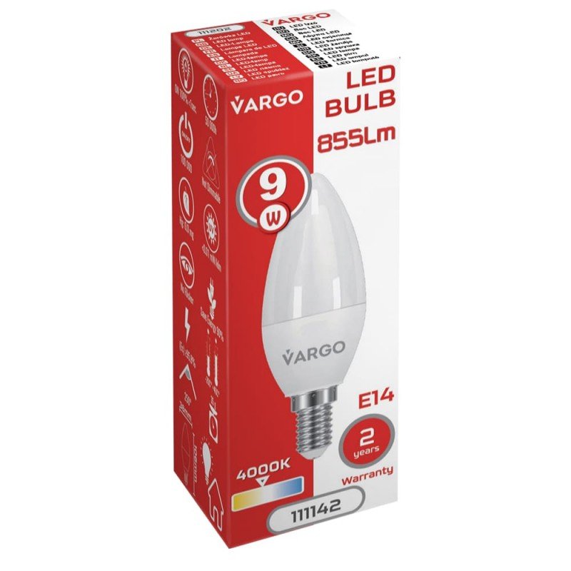 LED лампа VARGO C37 9W 4000K E14 220V (V-111142)