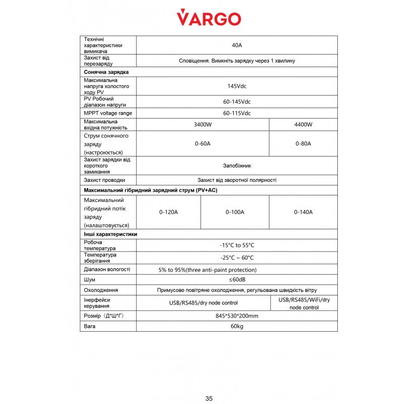 ПОРТАТИВНА ЕЛЕКТРОСТАНЦIЯ VARGO 5000Вт / 5120Вт*год
