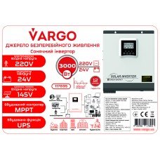 Инвертор 3000Вт со встроенным контроллером солнечного заряда МРРТ VARGO (V-117895)