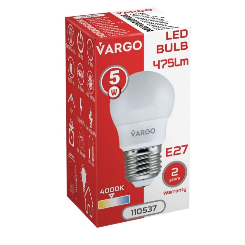 LED Лампа VARGO G45 5W 4000K E27 220V (V-110537)