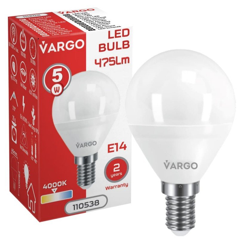 LED Лампа VARGO G45 5W 4000K E14 220V (V-110538)