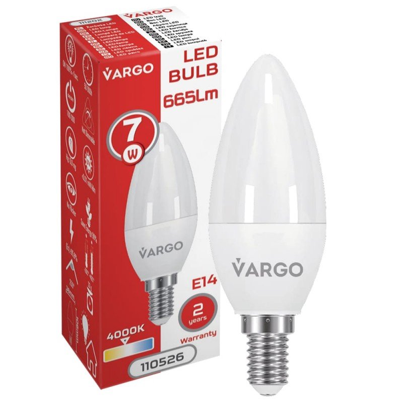 LED лампа VARGO C37 7W 4000K E14 220V (V-110526)
