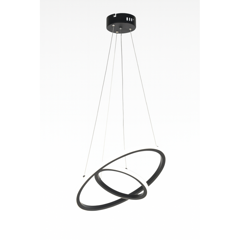Люстра LED, 58W BK, 6000К, (Ø200+Ø350)*1000, чорна, без пульта, акрил/метал