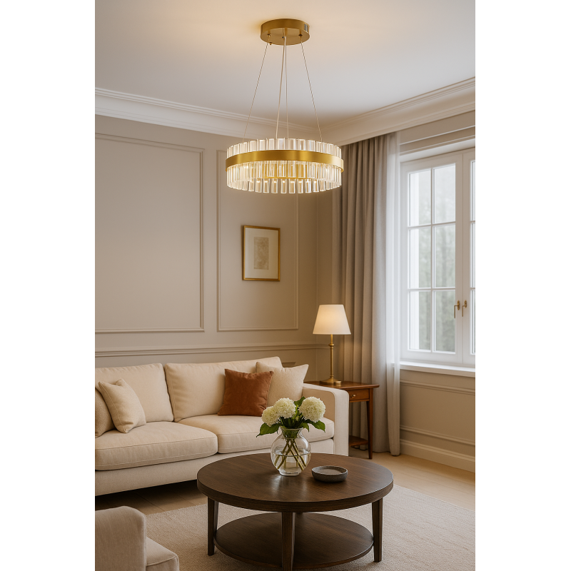 LED Люстра 90W COPPER Ø400*1000мм ССТ 3000-6500К без пульта