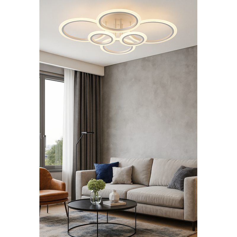 Люстра LED, 132W WH, ССТ 3000-6500К, 755*595*150, з пультом, акрил/метал