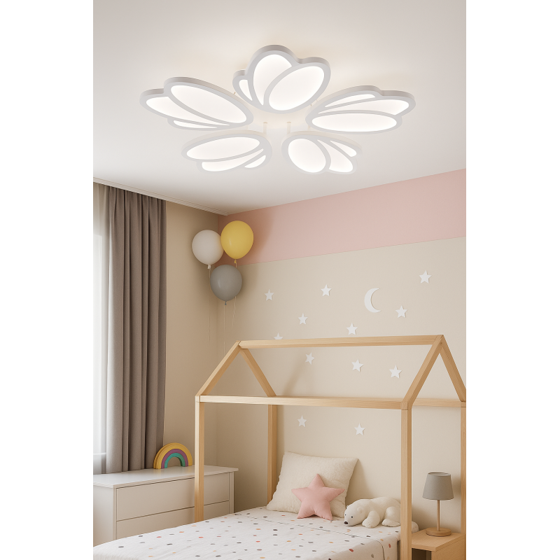 Люстра LED, 120W WH, ССТ 3000-6500К, Ø590*75, с пультом, акрил/металл