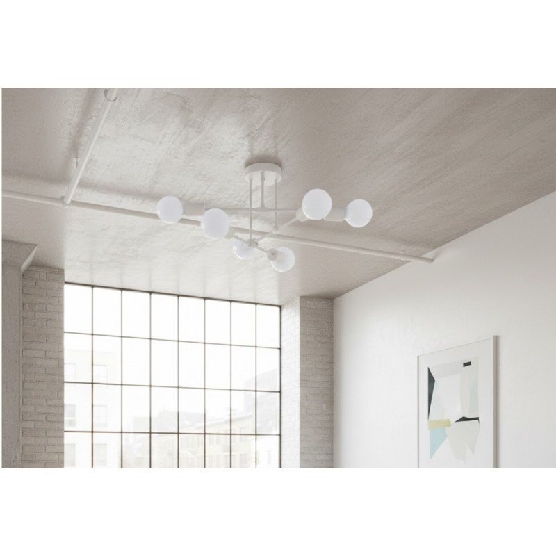 Люстра в стиле лофт на 6 ламп E27 60W белая Ø460×230 мм