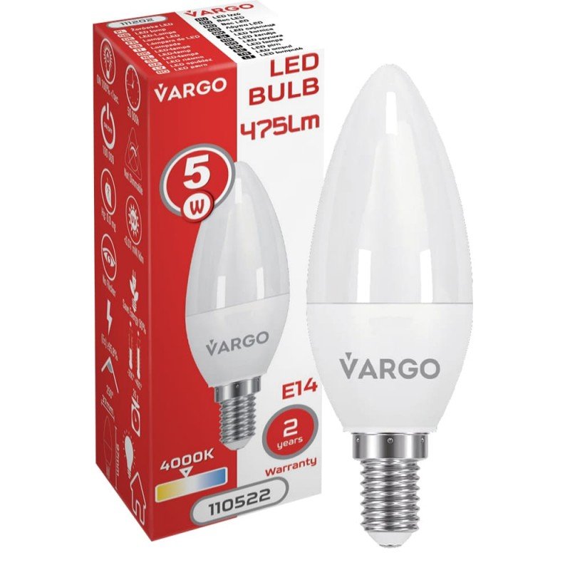 LED лампа VARGO C37 5W 4000K E14 220V (V-110522)