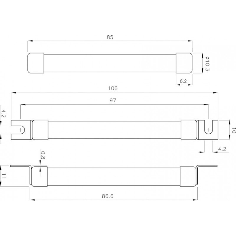 Плавка вставка (запобіжник) CH10x85SU gPV 2A/1500V DC 002625210