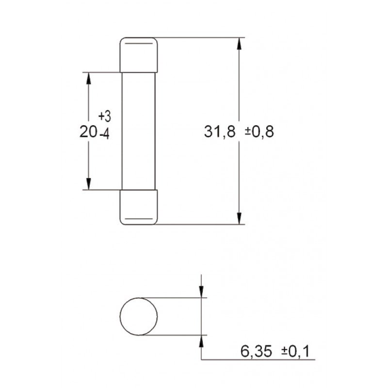 Плавка вставка (запобіжник) Mini fuse 6,3x32 F 200mA/250V 006710065