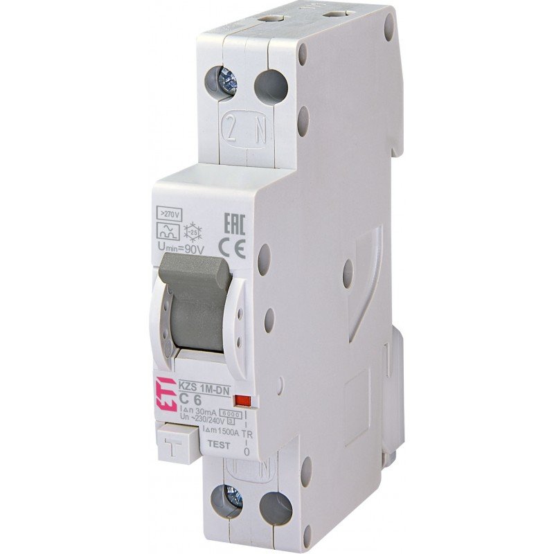 Диф.авт.вимикач KZS-1M-DN 1p+N A C6/0.03 6kA 002175151 Не виготовляється