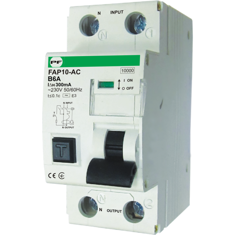 Автомат захисного відключення FAP10-AC B 6А/0,3A 2P 10кА