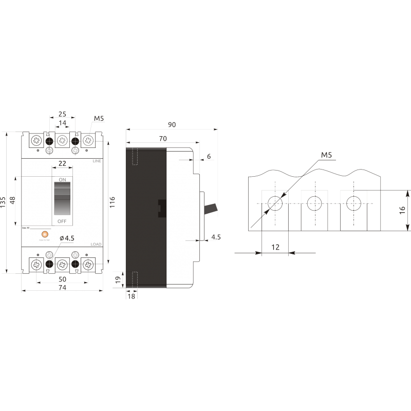 Автоматичний вимикач FMC2/3U 3P 10A 35kA (8-12In)