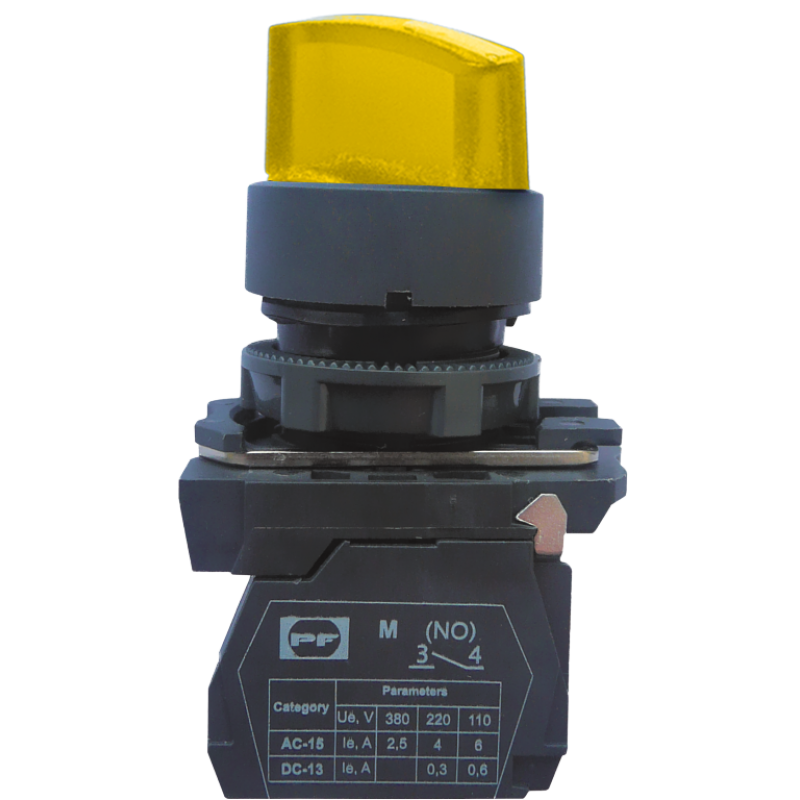Вимикач кнопковий пластиковий FP5-AK3565230 2NO (жовтий)