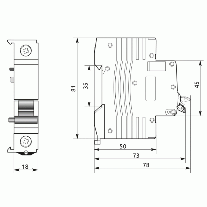 Розчіплювач мінімальної напруги F/UV правий, 230V