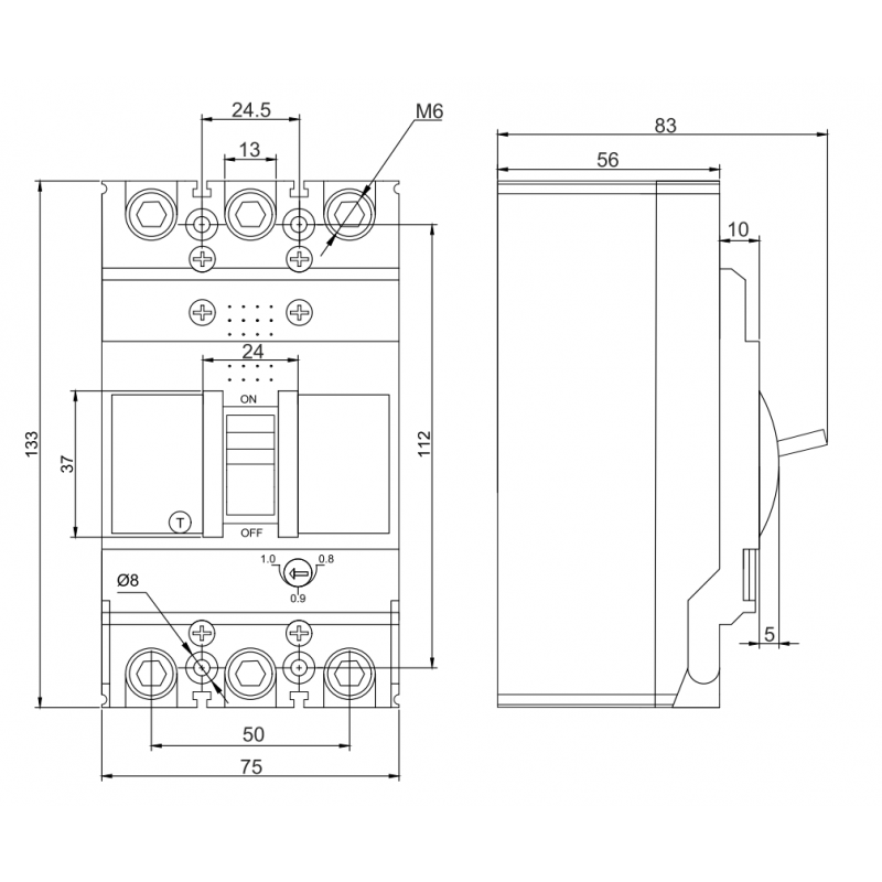 Автоматичний вимикач з терморегулюванням FMC1S 3P 32A 36kA
