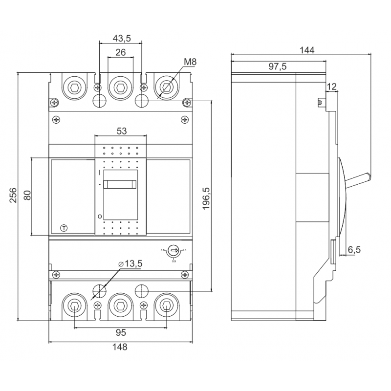 Автоматичний вимикач з терморегулюванням FMC3S 3P 100A 50kA