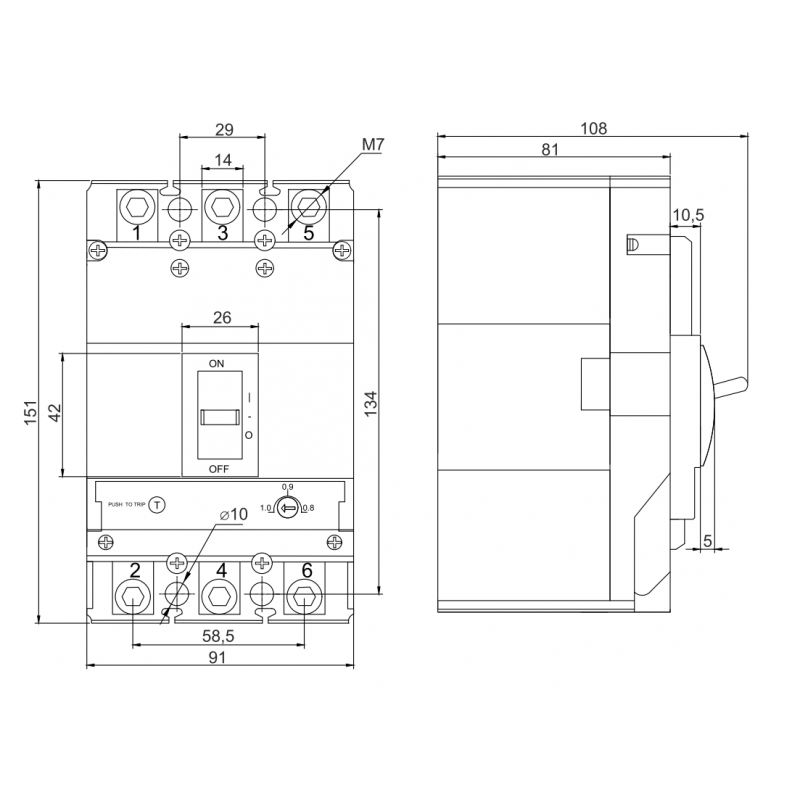 Автоматичний вимикач з терморегулюванням FMC2S 3P 32A 50kA