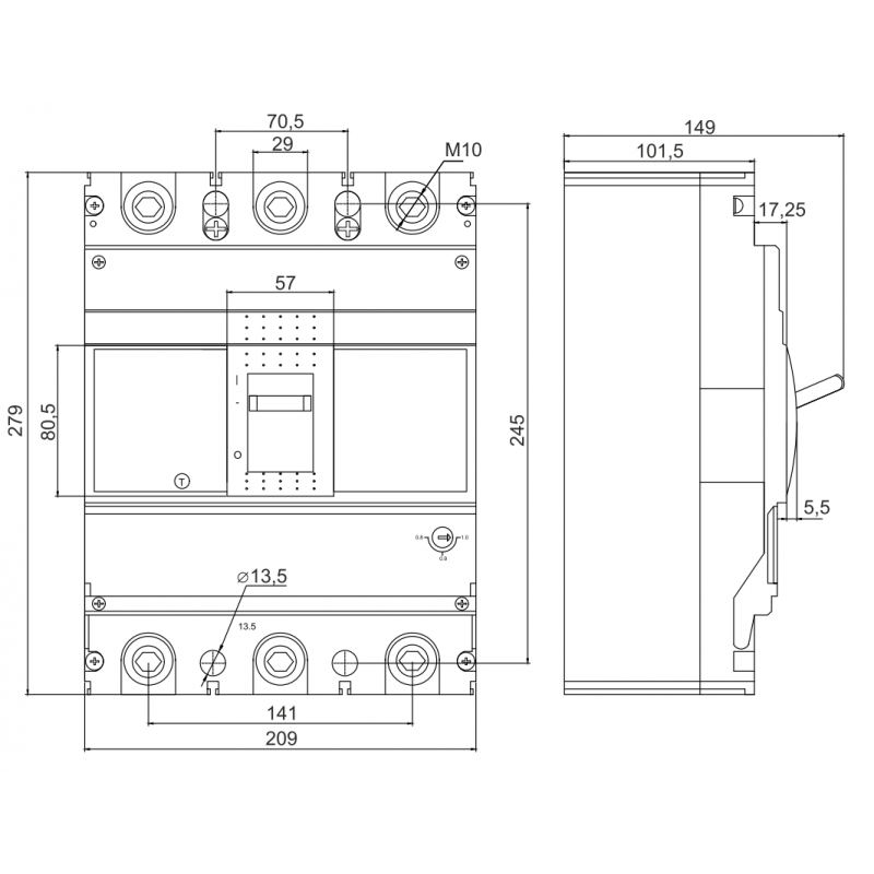 Автоматичний вимикач з терморегулюванням FMC6S 3P 800A 85kA