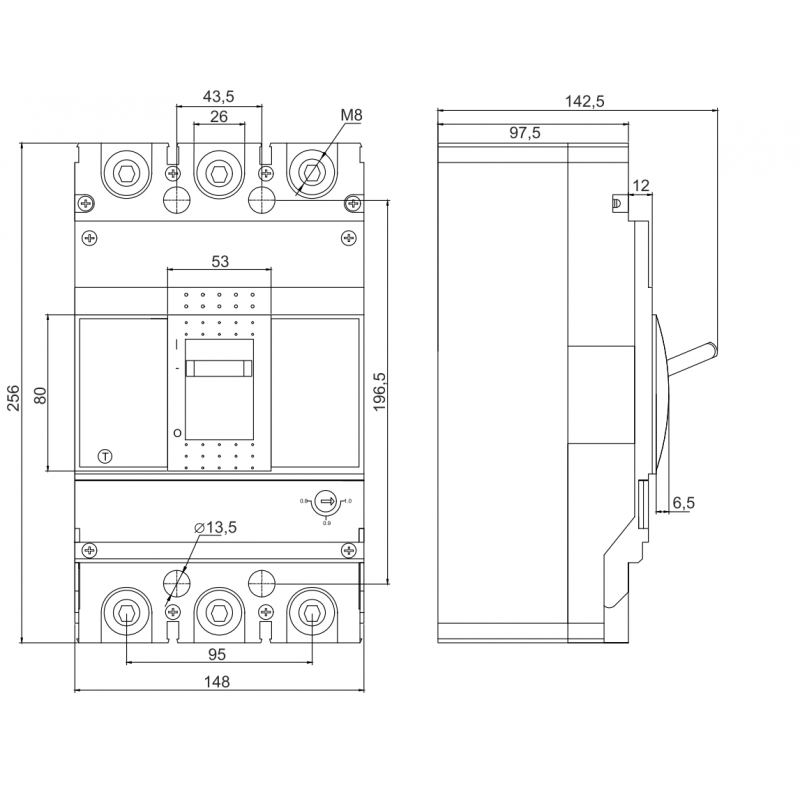 Автоматичний вимикач з терморегулюванням FMC5S 3P 500A 85kA