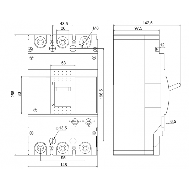 Автоматичний вимикач з термомагнітним регулюванням FMC5Si 3P 500A 85kA
