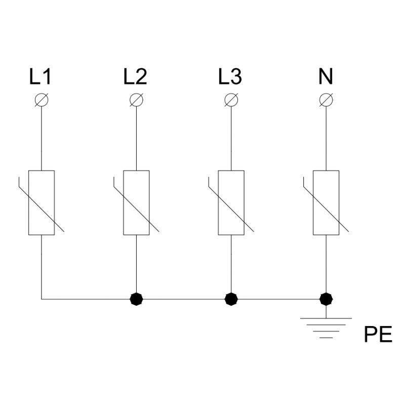 Overvoltage Limiter B+C/T2+T2/I+Ii, 4P, In=20Ka, Uc=275V