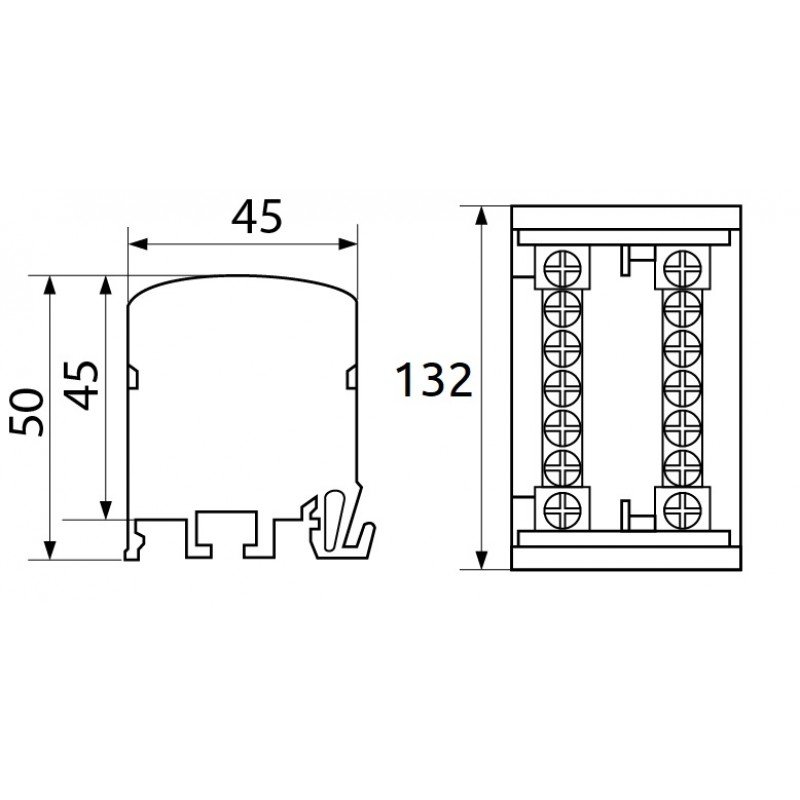 Шина нульова в корпусі BTF215 2P 125A 2x15 690V