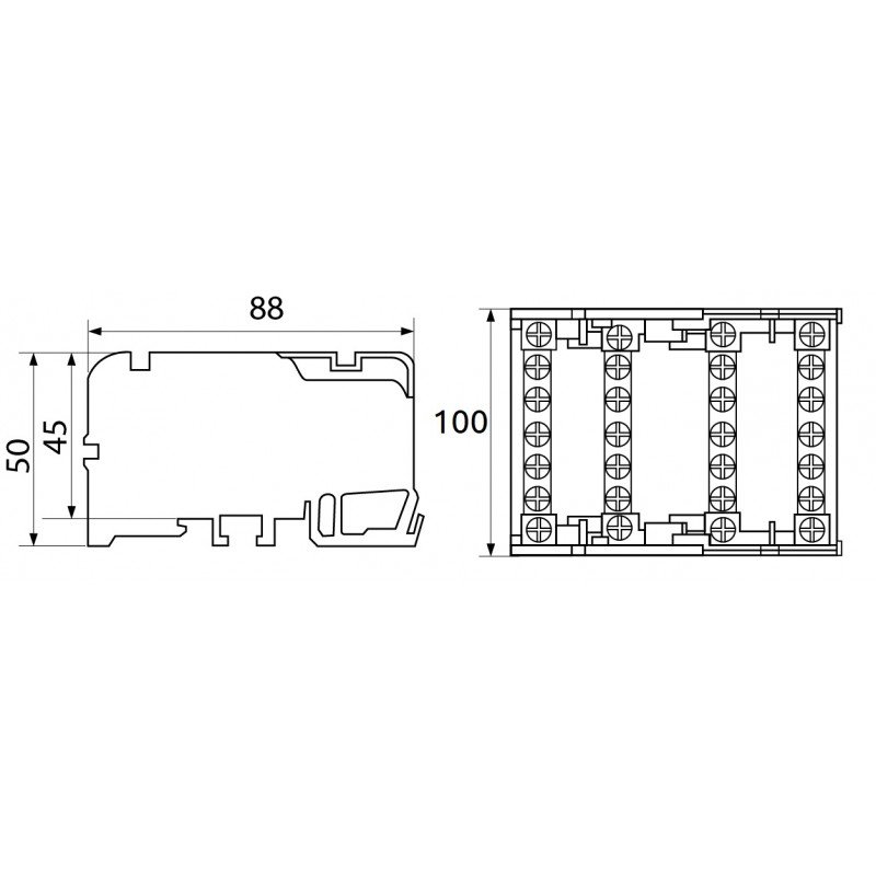 Шина нульова в корпусі BTF415 4P 125A 4x15 690V