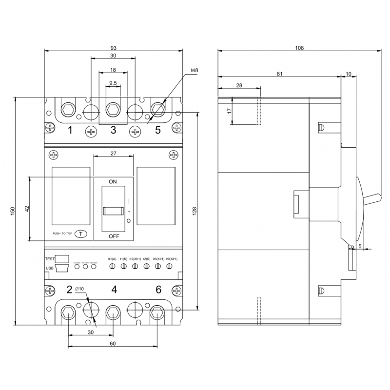 Автоматичний вимикач з електронним розчеплювачем FMC2E 3P 160A 50kA