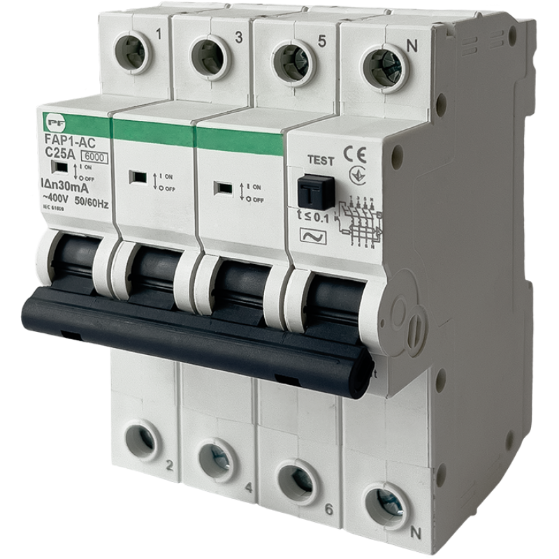 Автомат захисного відключення FAP1-AC C 25А/0,03A 4P 6кА