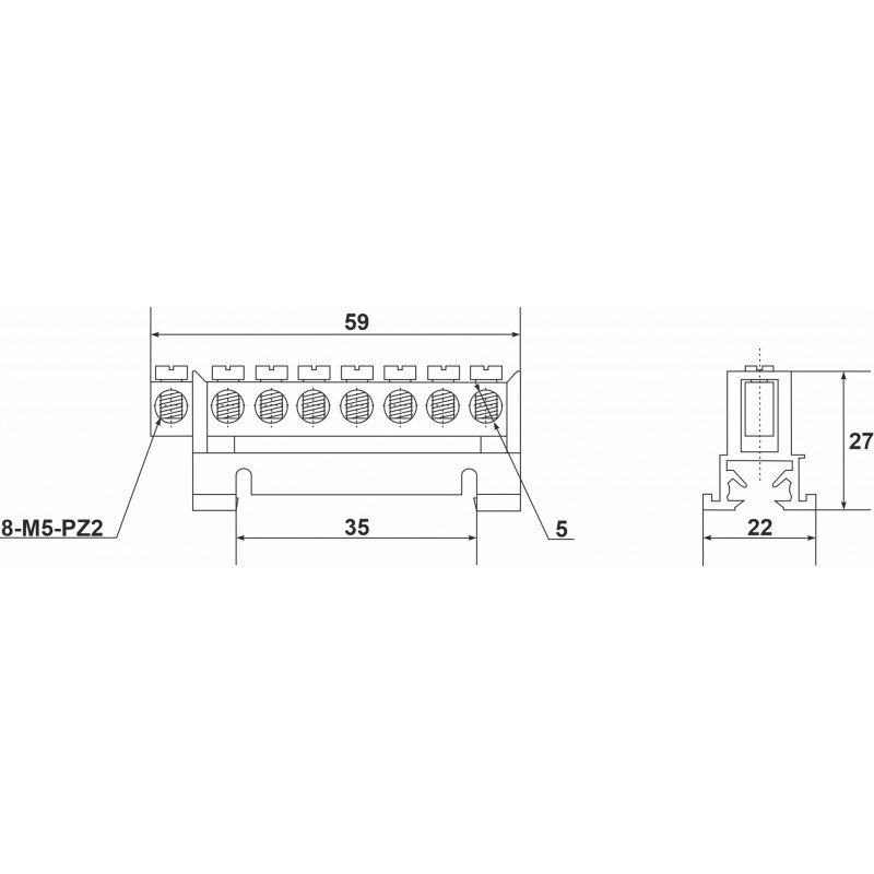 Шина нульова SPF608B 8 6x9мм2 (синя)