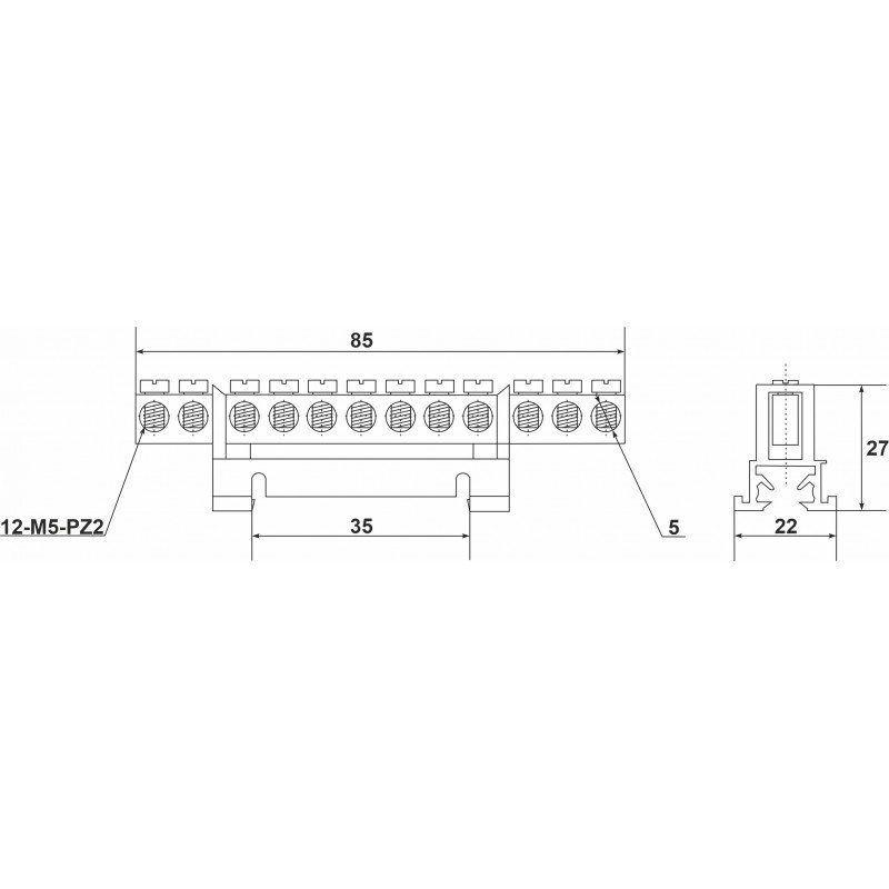 Шина нульова SPF612B 12 6x9мм2 (синя)