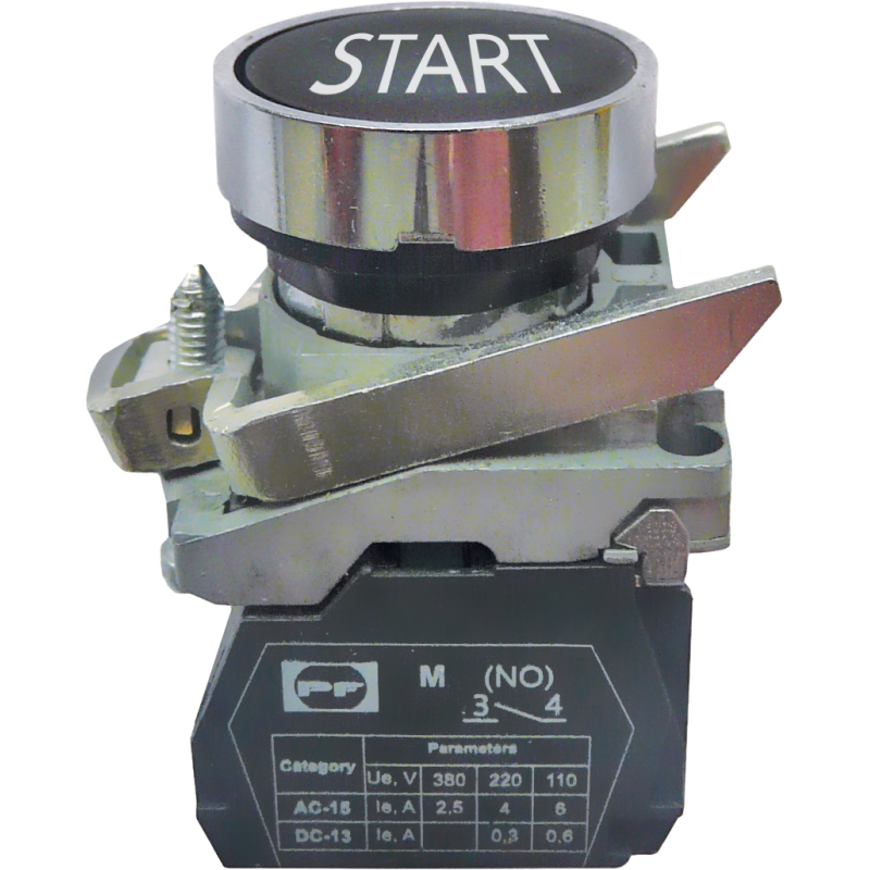 Вимикач кнопковий металевий FP4-BA4351 1NО (START, чорний)