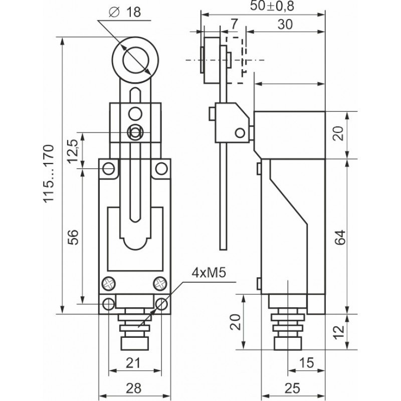 Вимикач шляховий FLS15M8108P65