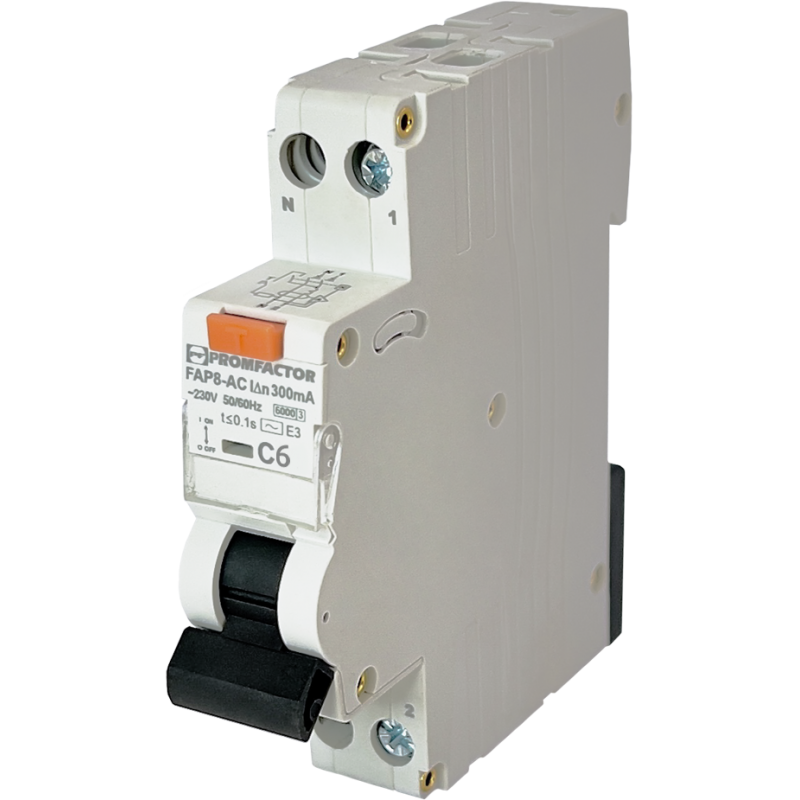 Автомат захисного відключення FAP8-AC "C" 6А/0,3A 1P+N 6кА