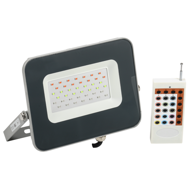 Прожектор LED СДО 07-30RGB multicolor IP65 сірий IEK