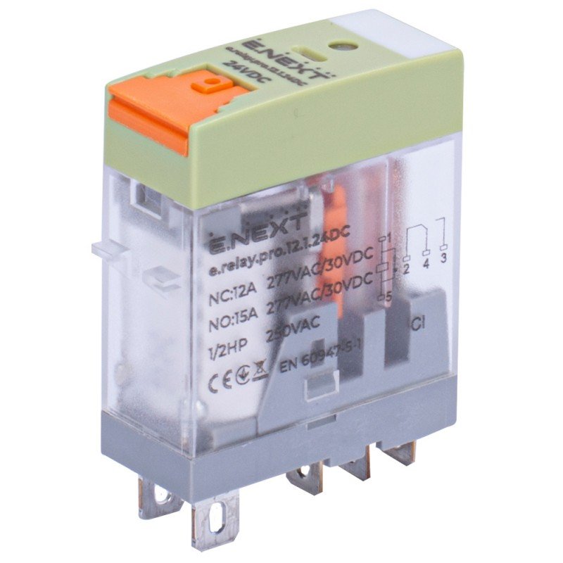 Реле проміжне e.relay.pro.12.1.24DC, 12А, 1 група контактів, котушка 24В DC
