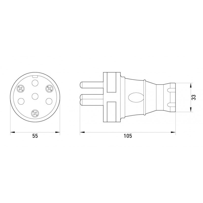 Силова вилка переносна каучукова e.plug.rubber.030.25, 4п. 25А