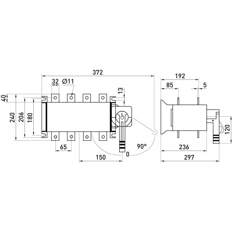 Перемикач навантаження e.industrial.lbs.1-0-2.3.400, 3P, 400А