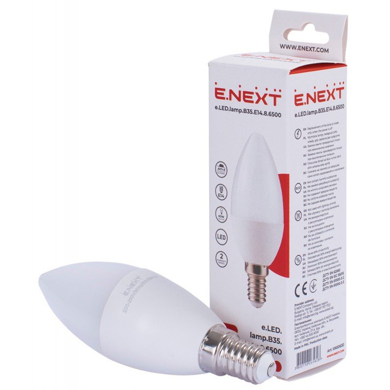Лампа світлодіодна e.LED.lamp.B35.E14.8.6500