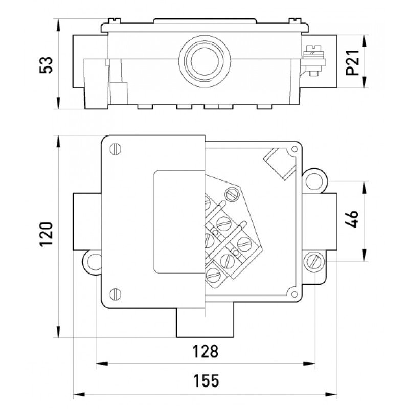 Коробка розподільча металева Р21/3, IP 44, 380 B, 5*10
