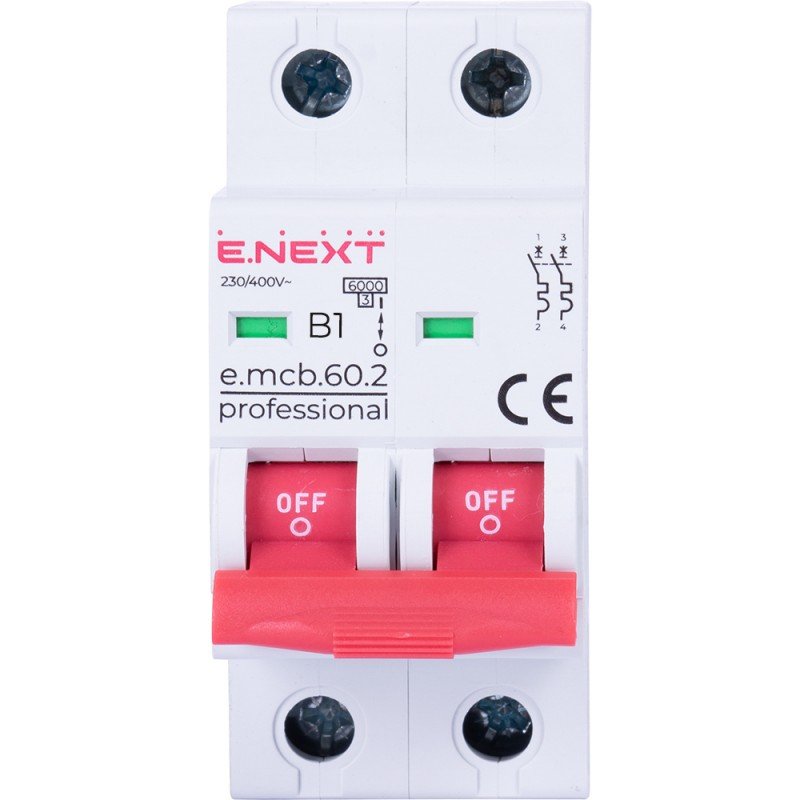 Модульний автоматичний вимикач e.mcb.pro.60.2.B 1 new, 2р, 1А, В, 6кА, new