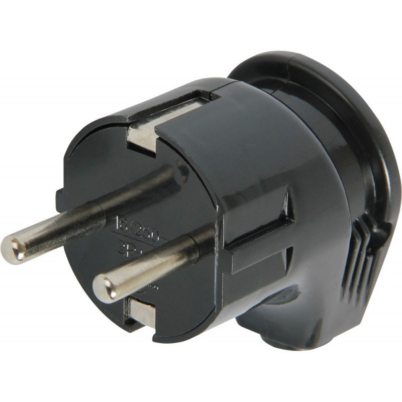 Вилка побутова e.plug.angle.008.16,з з/к, 16А кутова чорна