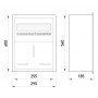 Шафа розподільна e.mbox.RW-3-Z/O металічна, що вбудовується, під 3-ф. лічильник, 12 мод., з замком, з віконцем, 560х255х185 мм