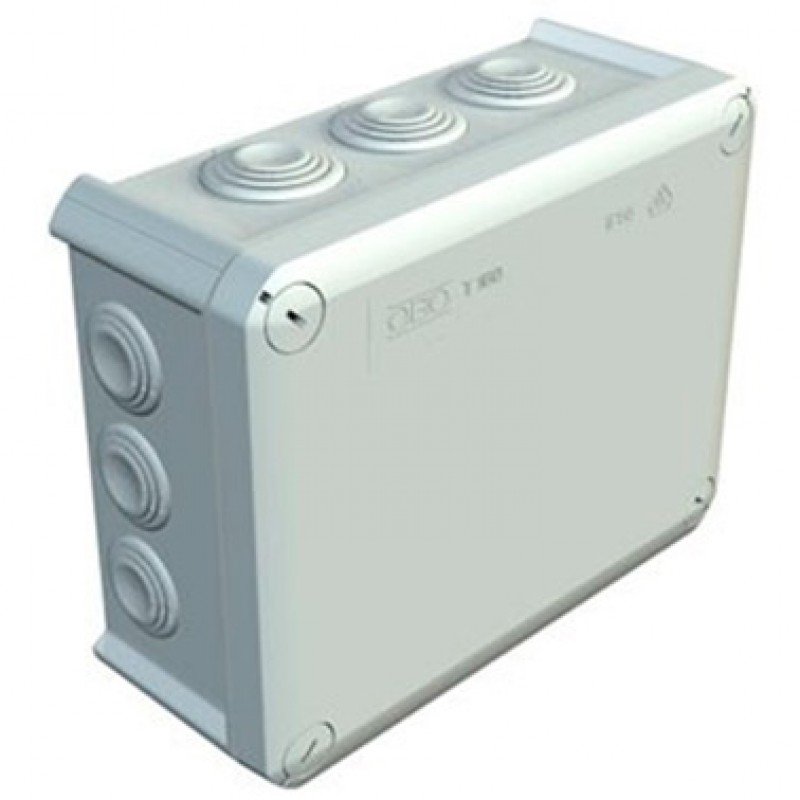 Коробка розподільча Obo Bettermann T 250, 240х190х95, IP 66, світлосіра, з кабельними вводами